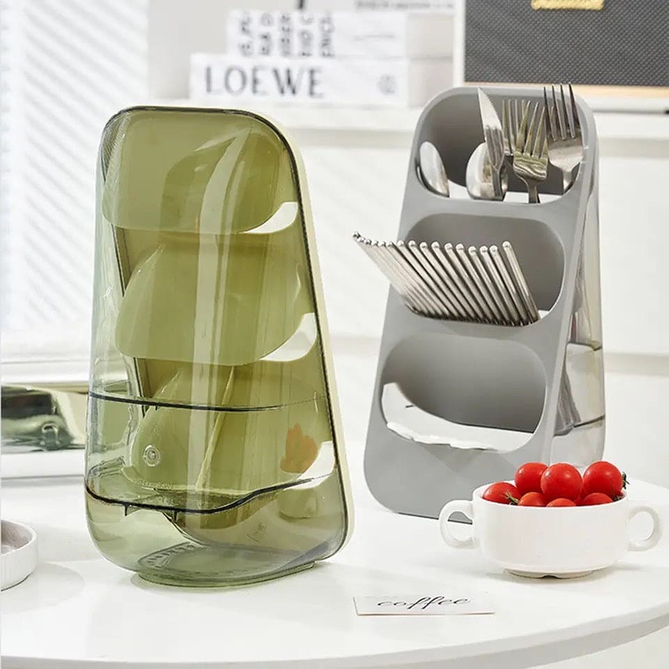 3 Layer Cutlery Organizer, Kitchen Utensils Separation Box, Multifunctional Transparent Chopstick Cage, Oblique Insertion Storage Rack, Tableware Drain Rack, Multipurpose Drawer Container Home Use