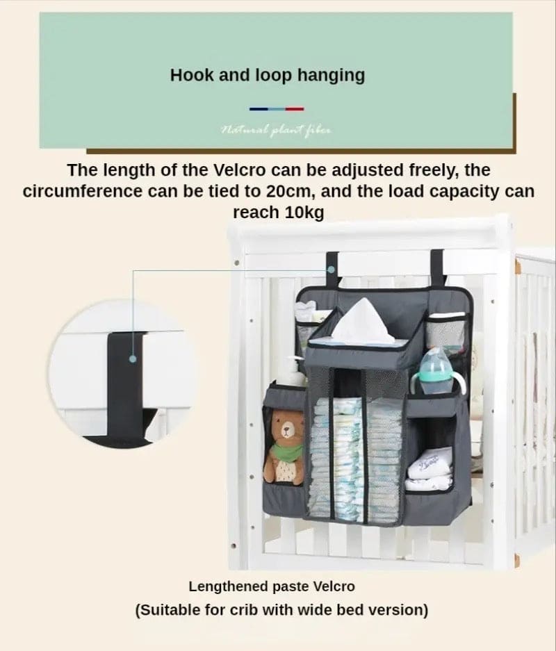 Baby Nursery Organizer, Baby's Bedside Storage Bag, Newborn Essentials Hanging Storage Bag, Multifunction Canvas Storage Bag, Infant Bedding Nursing Storage Bag, Multi Compartment Baby Stuff Holder, Stacking Tray Nursery Storage Basket