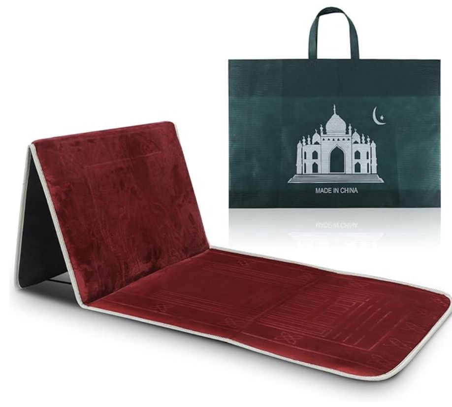 Portable Islamic Prayer Mat With Backrest – Soft, Foldable & Easy to Carry