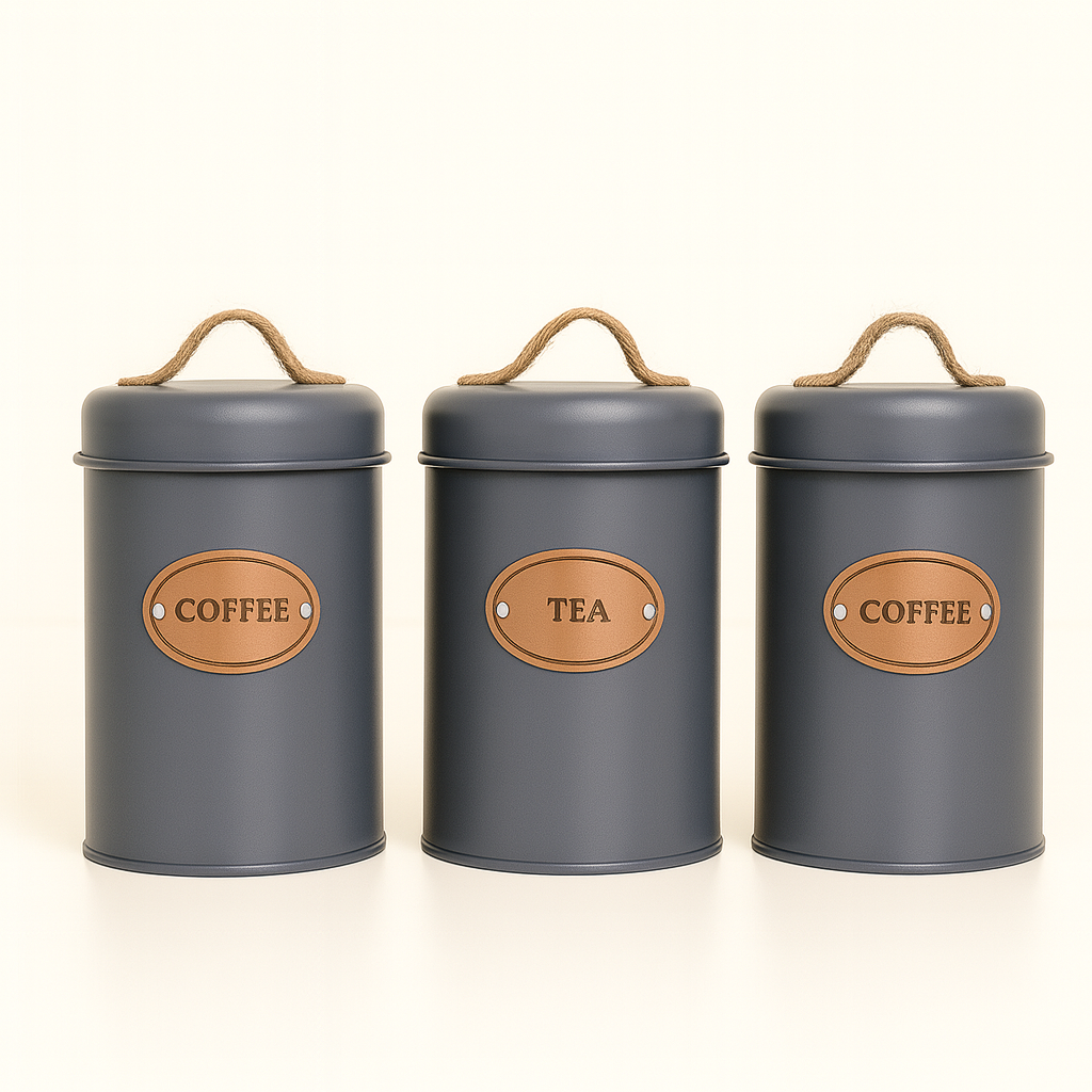 Rustic Kitchen Canister Set - Grey