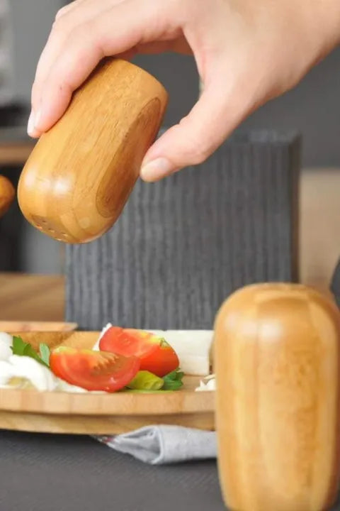 Wooden Salt And Paper Set With Base, Condiment Grinding Tool Kitchen Gadget, Adjustable Coarseness Shaker, Durable Spice Grinder