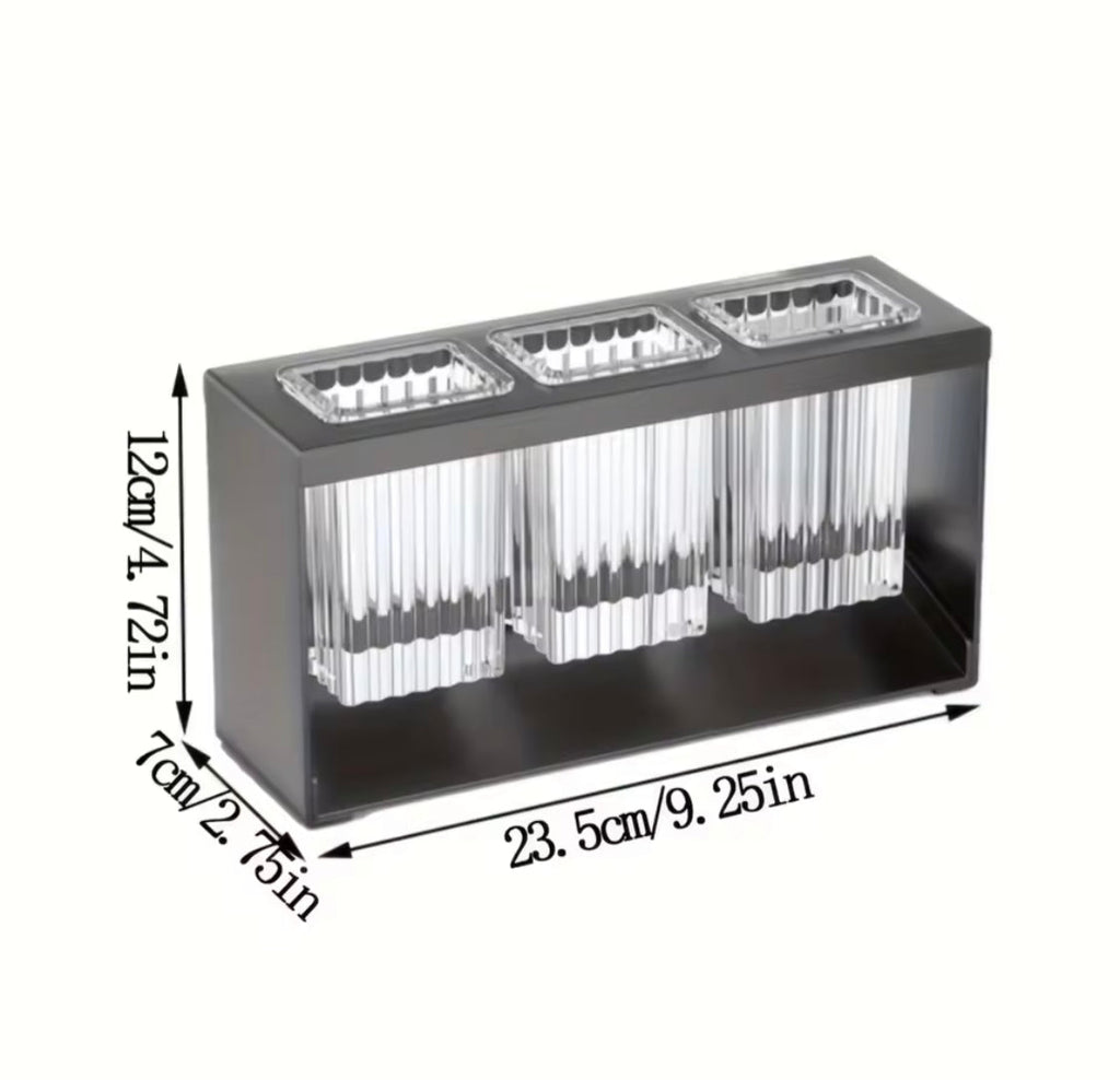 Acrylic Cutlery Holder With Metal Stand, Multi Grid Kitchen Cutlery Storage Organizer, Makeup Brush Organizer, Bathroom Toiletries Holder
