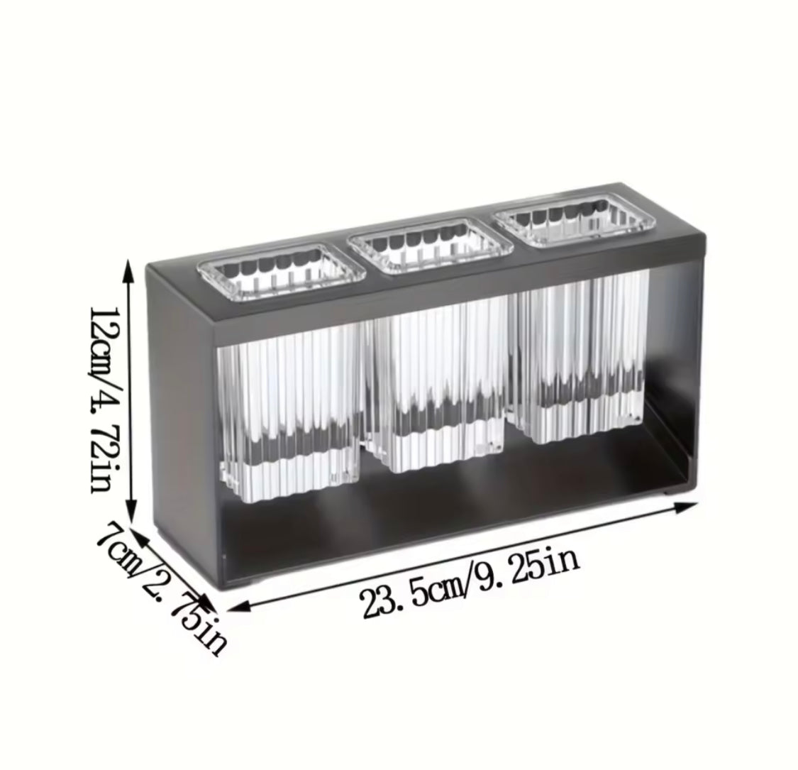 Acrylic Cutlery Holder With Metal Stand, Multi Grid Kitchen Cutlery Storage Organizer, Makeup Brush Organizer, Bathroom Toiletries Holder