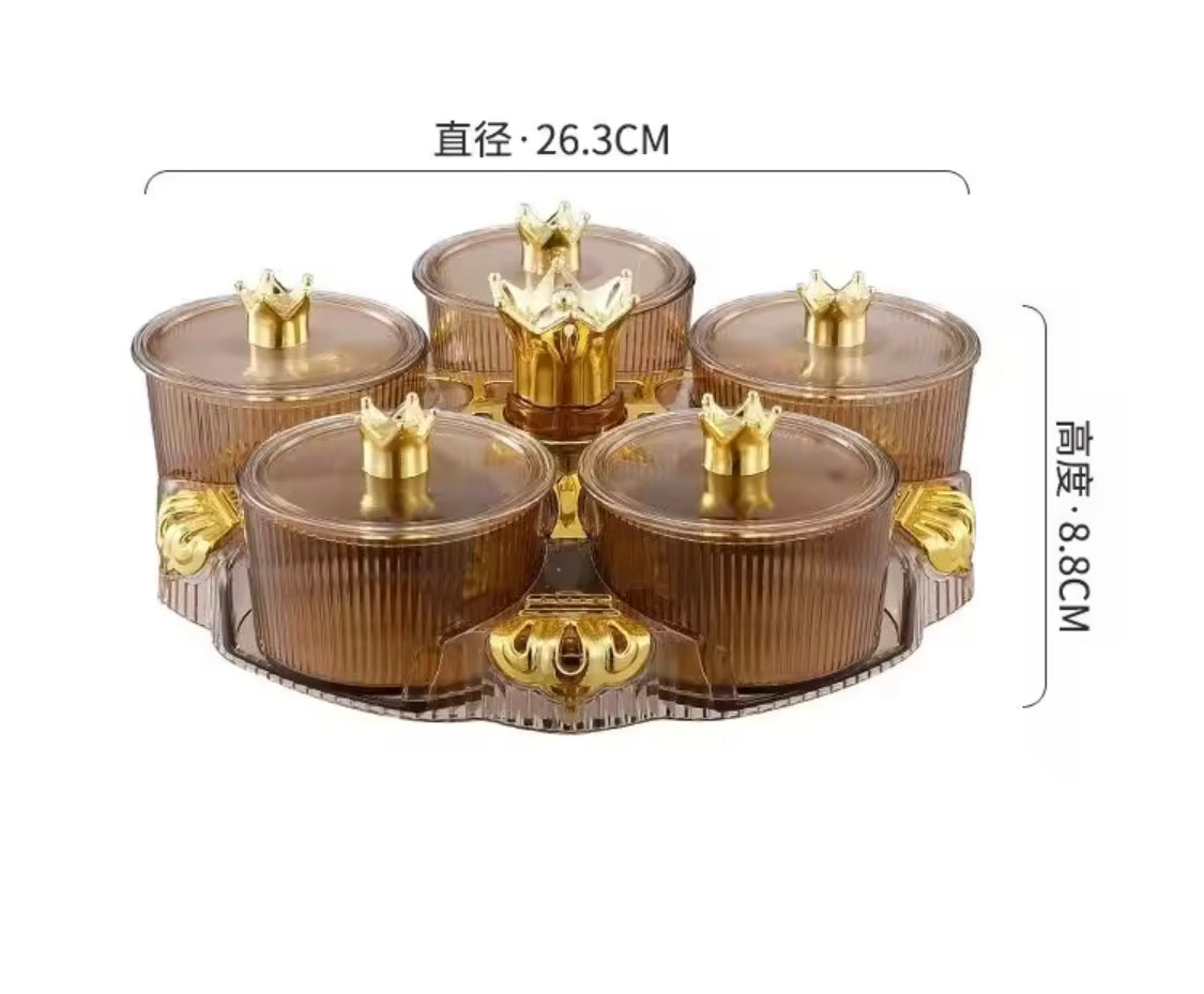 360° Rotating Acrylic Candy Tray, Desktop Decorative Serving Tray With Lid, Living Room Dried Fruit Tray