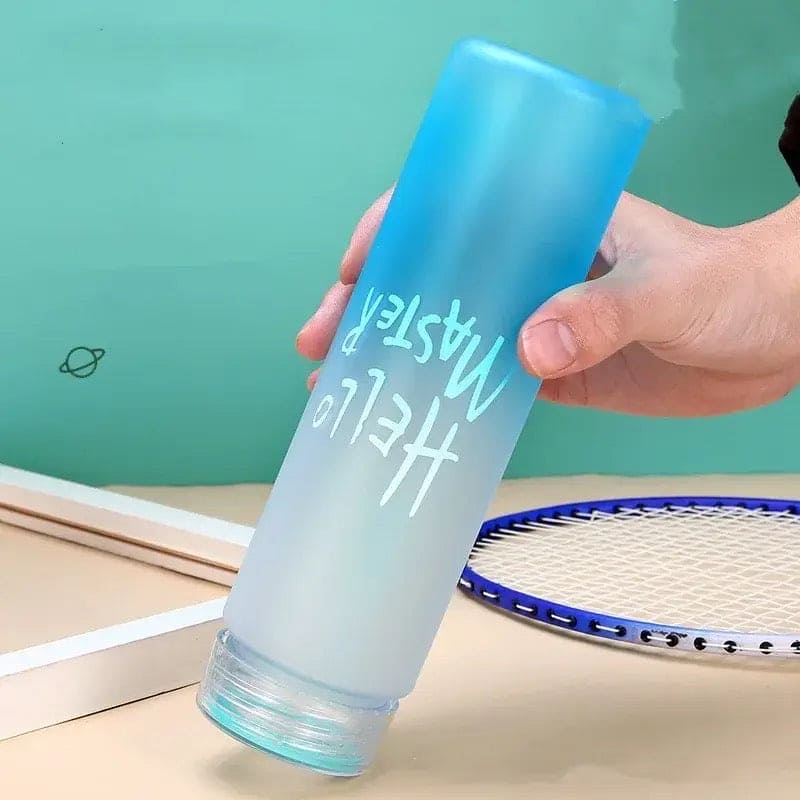 Hello Master Water Bottle, 480ml Transparent Gradient Colorful Bottle, Portable Athletic Stylish Frosted Water Bottle, Large Capacity Misting Water Bottle, Gradient Drinkware Travel Bottle, Outdoor Sport Fitness Water Cup