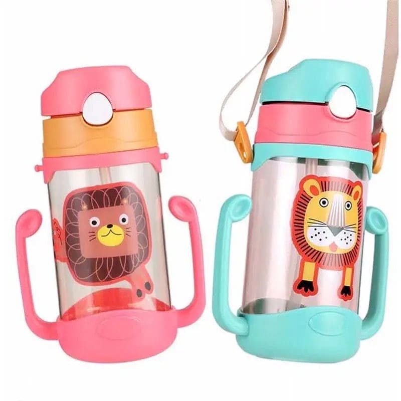 Kids Sippy Water Bottle, 400ml Kids Drinking Thermos, School Outdoor Sports Boys Girls, Cute Water Bottle Drinking With Straw Cup, Portable Leak Proof Straw Water Bottle, Portable Leak-proof Water Bottle