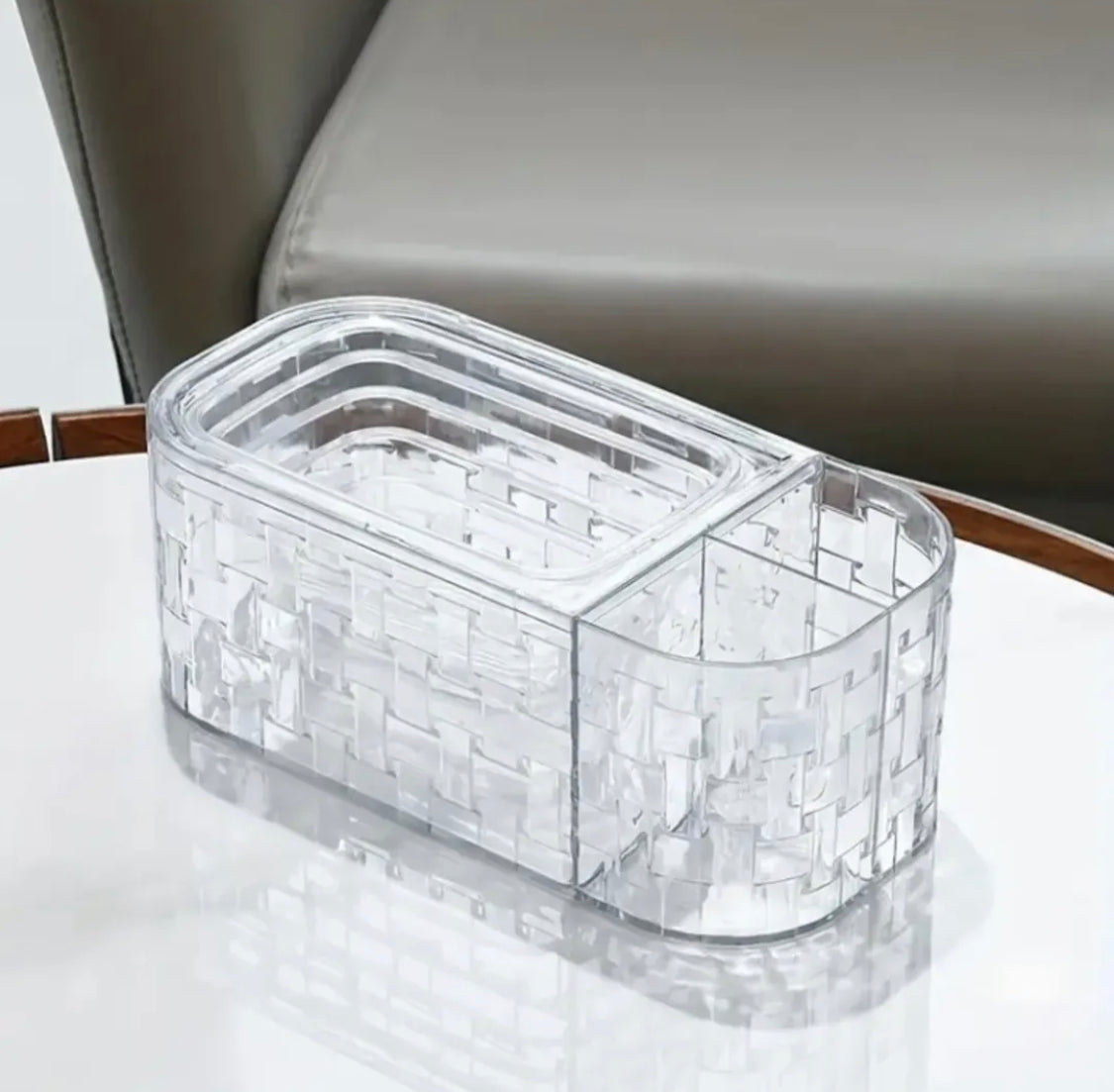 Glacier Pattern Tissue Box With Remote Holder, Large Capacity Paper Dispenser, Living Room Tissue Storage Box