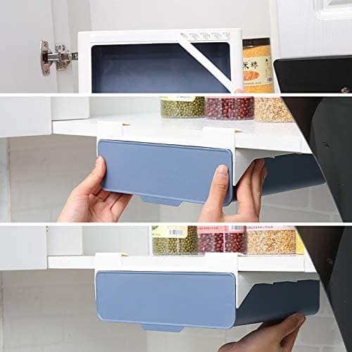 Self-Adhesive Built-In Storage Drawer, Utensil Holder, Under Desk Hanging Storage Box