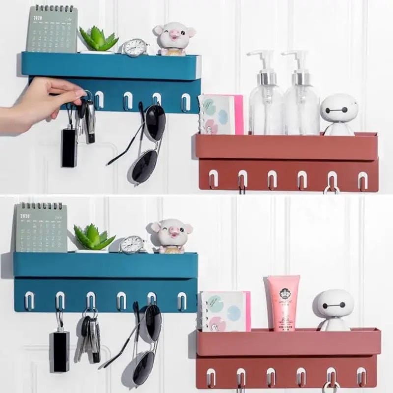 Shower Caddy Basket With Hooks, Wall Mounted Floating Shelf.