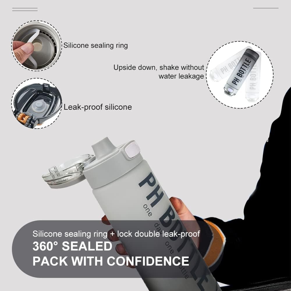 1L PH Water Bottle, Portable Gym Fitness Durable Sport Drinking Bottle, Unbreakable Water Bottle, Recyclable Plastic Drinking Bottle, Large Capacity Water Dispenser Bottle