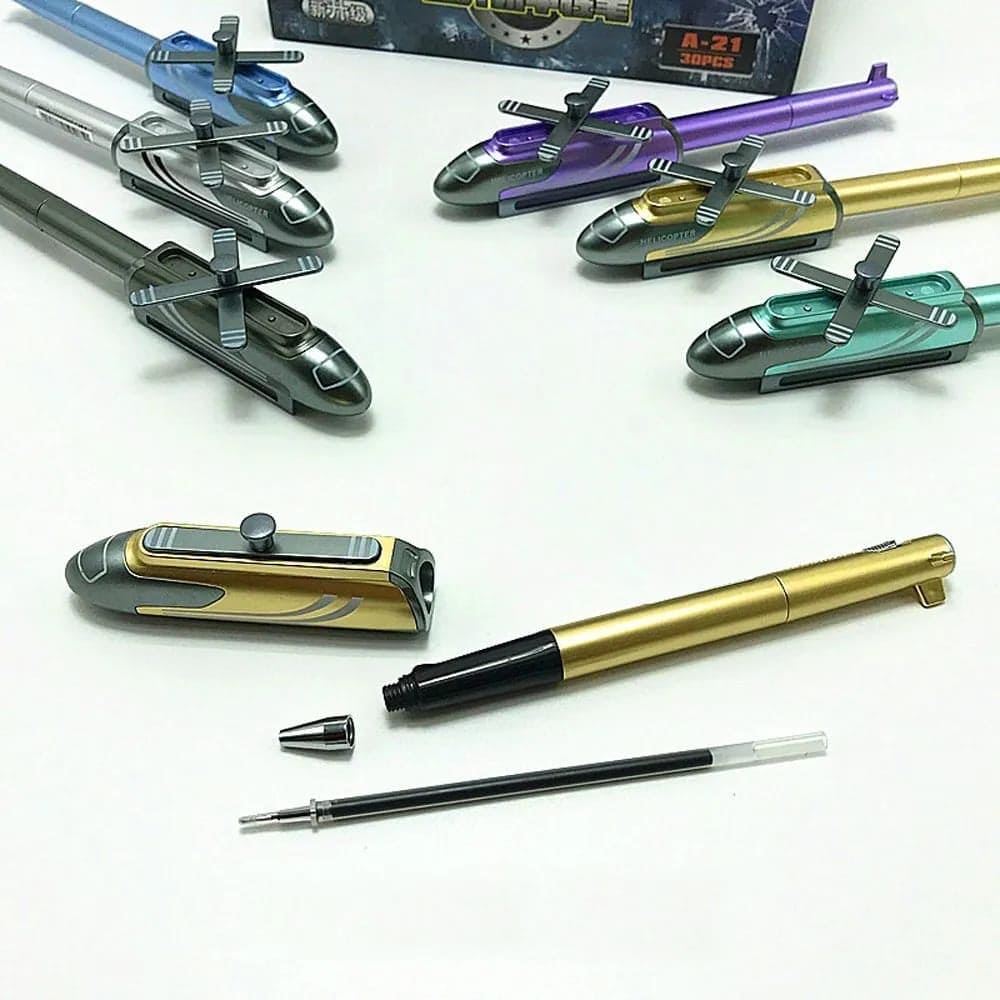 Creative Helicopter Metal Gel Pen, Military Weapon Fighter Helicopter Pen, Student Pen Stationery, Dry Student Exam Signature Pen, Quick Dry School Supplies Signature Pen, Combat Helicopter School Gel Pen