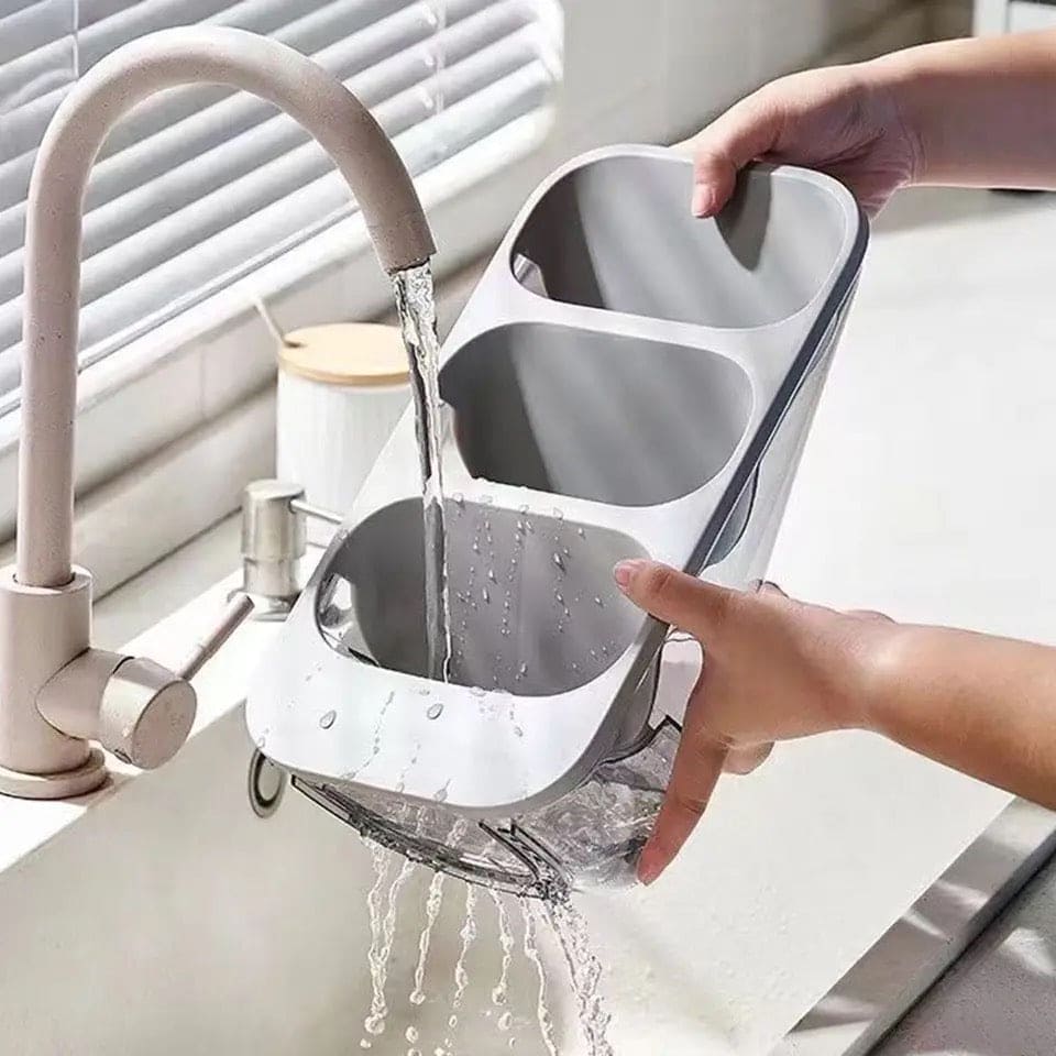 3 Layer Cutlery Organizer, Kitchen Utensils Separation Box, Multifunctional Transparent Chopstick Cage, Oblique Insertion Storage Rack, Tableware Drain Rack, Multipurpose Drawer Container Home Use