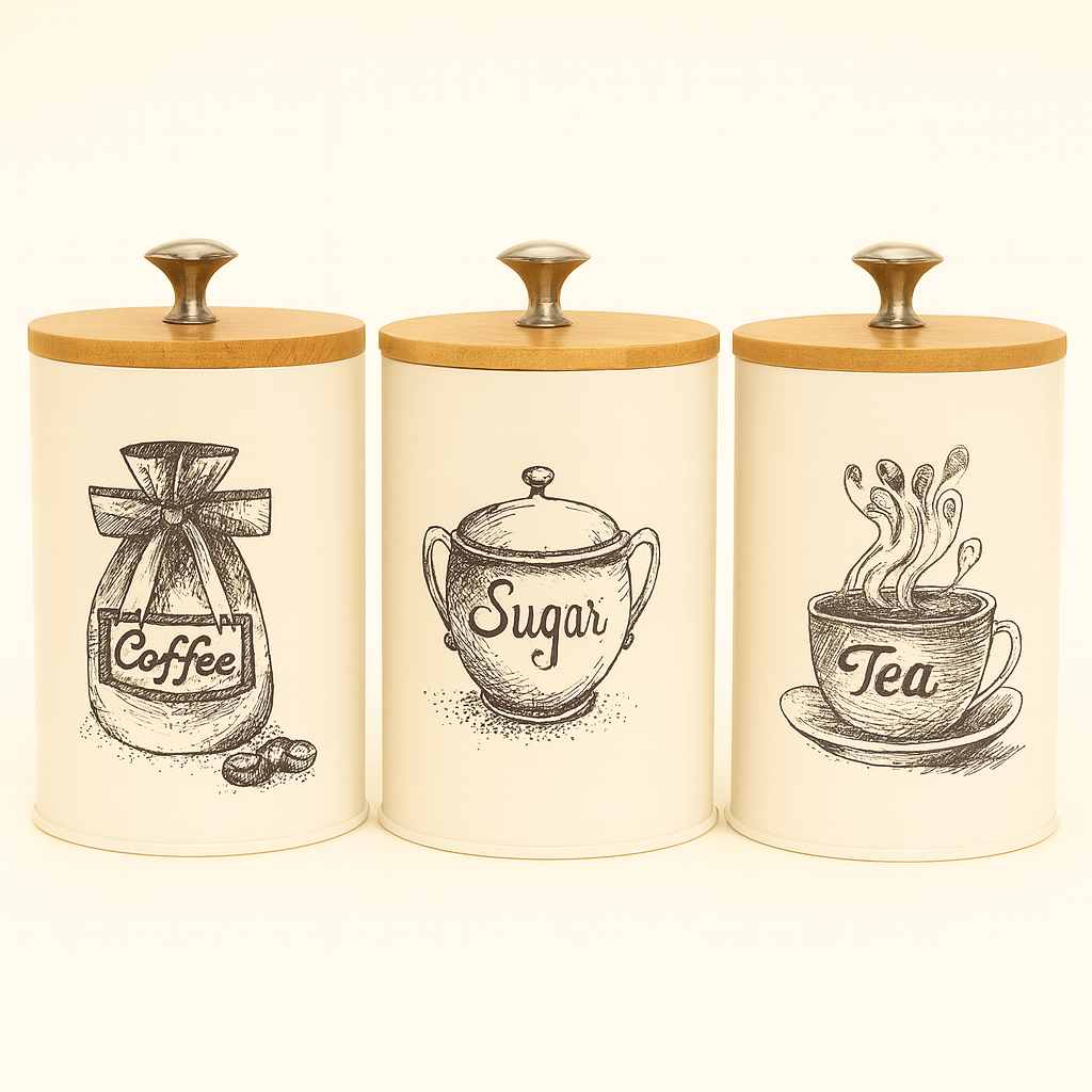 Classic Cream Kitchen Canister Trio