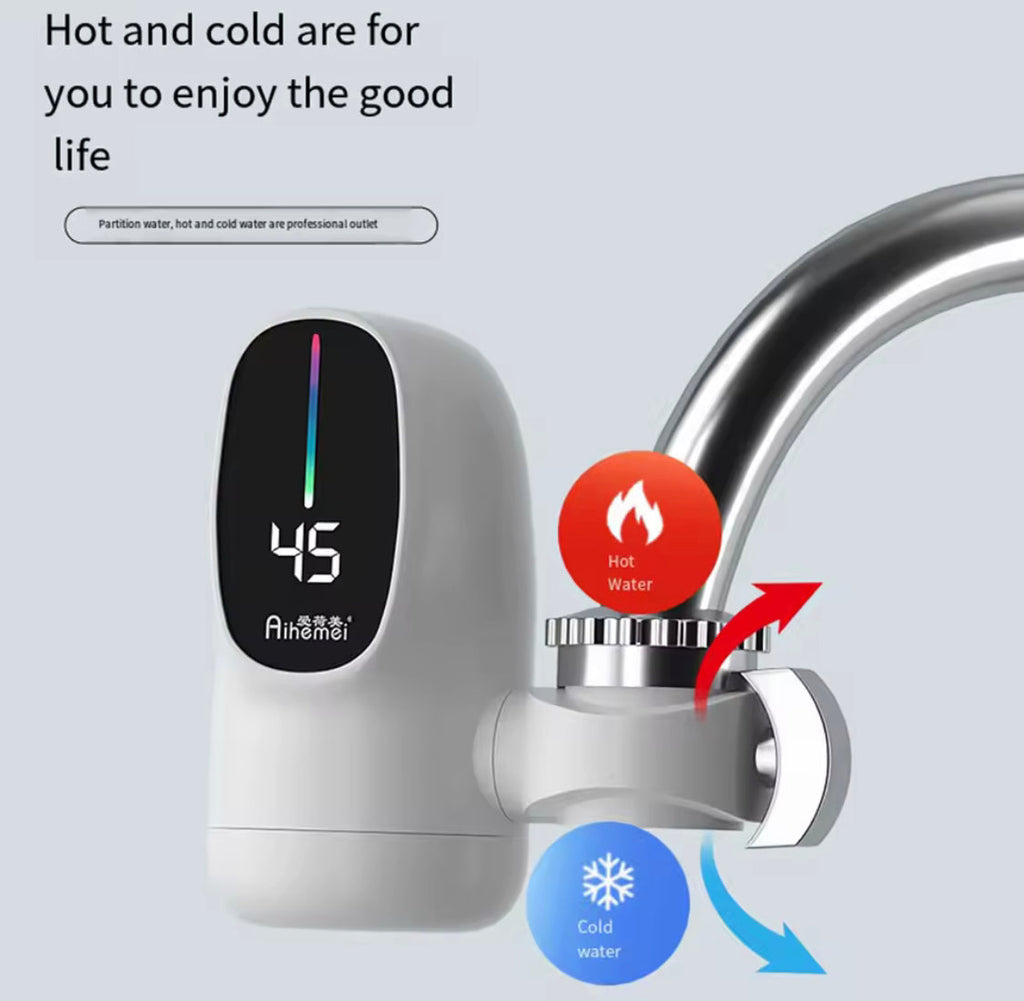Digital Display Kitchen Faucet Adapter, 3000W Kitchen Electric Water Heater Tap, Tankless Instantaneous Water Heater