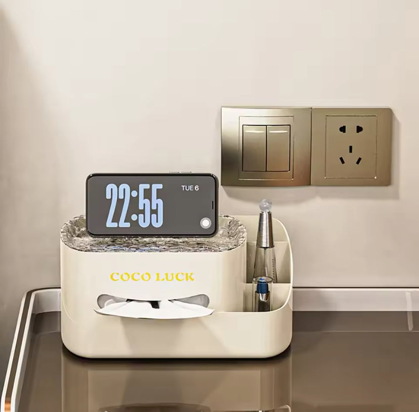 Cosmetic Organizer With Tissue Box, Multifunctional Cosmetic Display Cases with Tissue Box, Makeup Sundries Storage Organizer