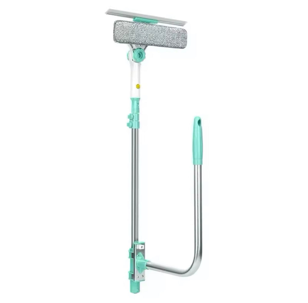 U-Shaped Window Glass Cleaner, Retractable Pole Washing Dust Cleaner Brush,  Double-Sided Glass Cleaning Tool