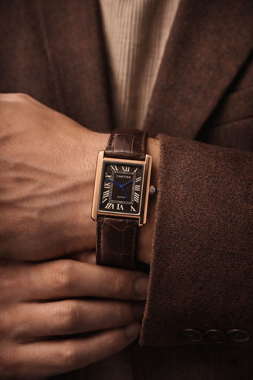 Cartier Tank Old Money Style Watch - Brown