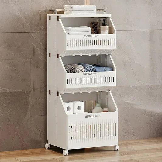 Multi Layer Laundry Basket, Multifunctional Trolley For Kitchen And Bathroom, Moveable Trolley For Living Room