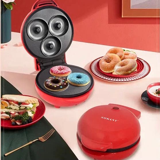 3 Hole Donut Machine, Non Stick Coated Doughnut Machine, 220V Mini Donut Makers For Children Kid, Household Electric Donut Maker, Electric Frying Pan Biscuit Hot Cake Maker