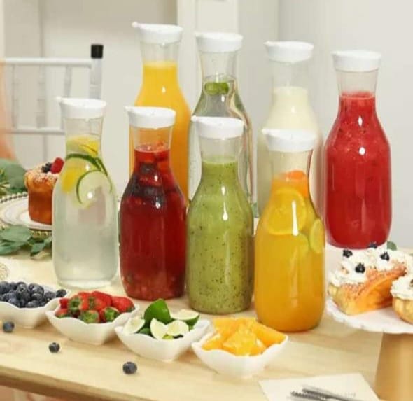Transparent Water Bottle With Flip Lid, Airtight Juice Bottle, Round Clear Plastic Water Bottle