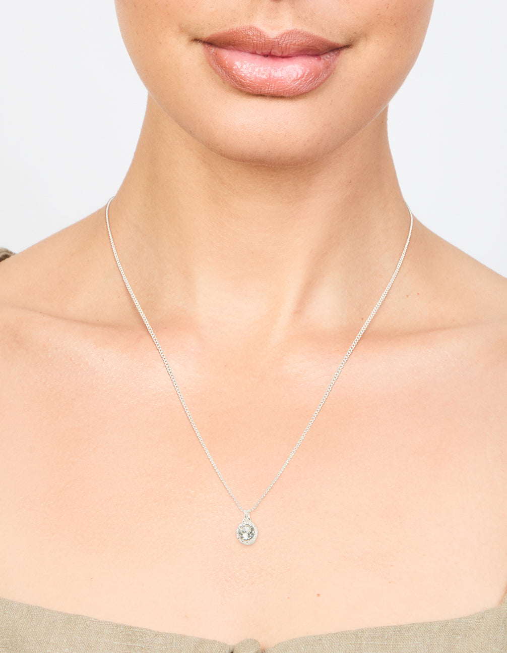 Silver Circle Diamante Necklace