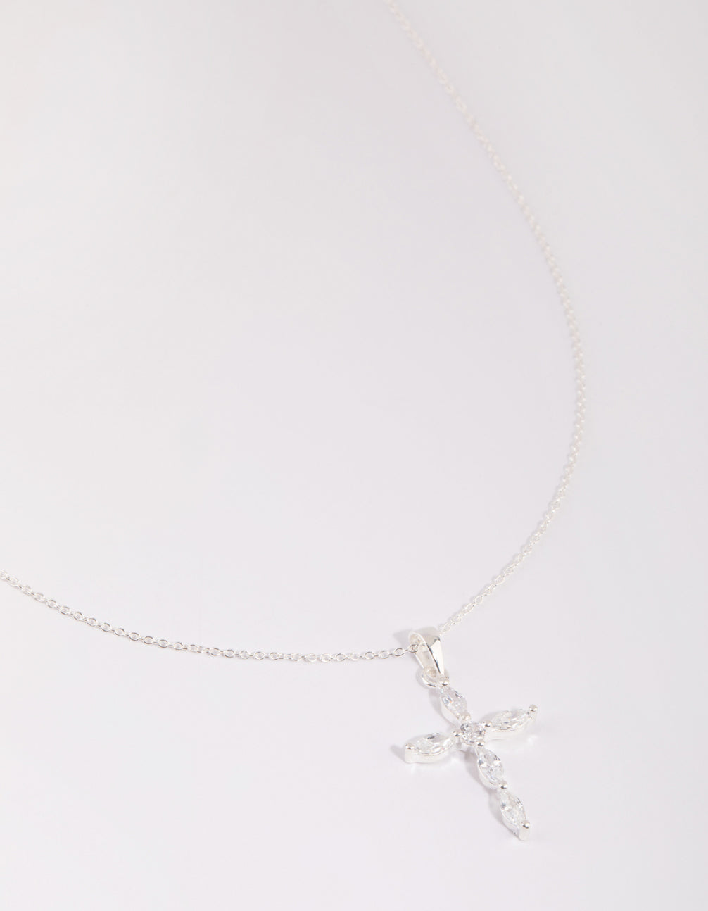 Sterling Silver Cubic Zirconia Cross Necklace
