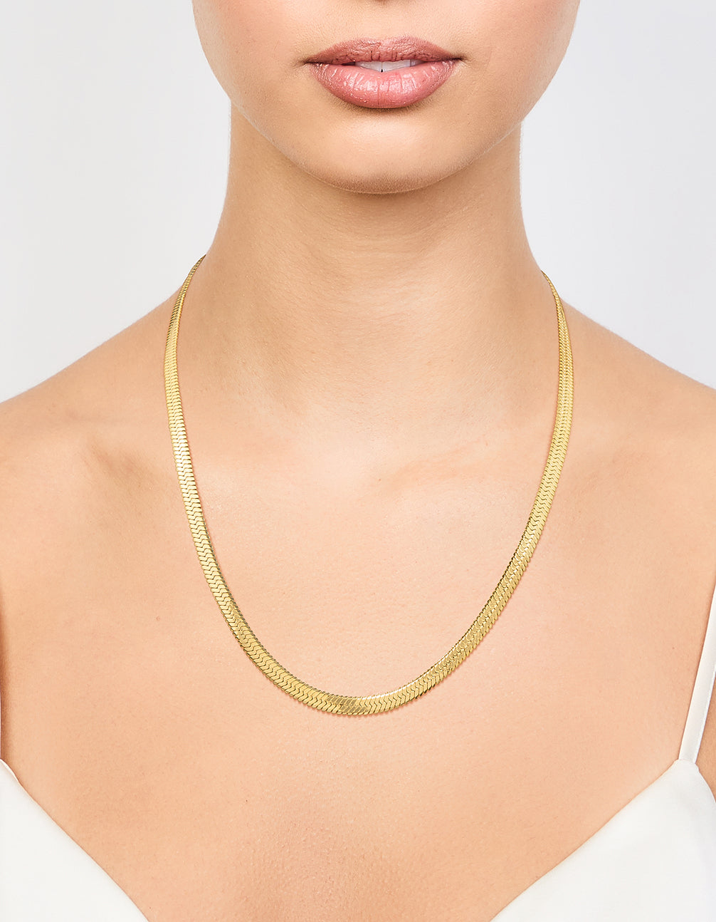 Waterproof Gold Plated Stainless Steel Herringbone Necklace