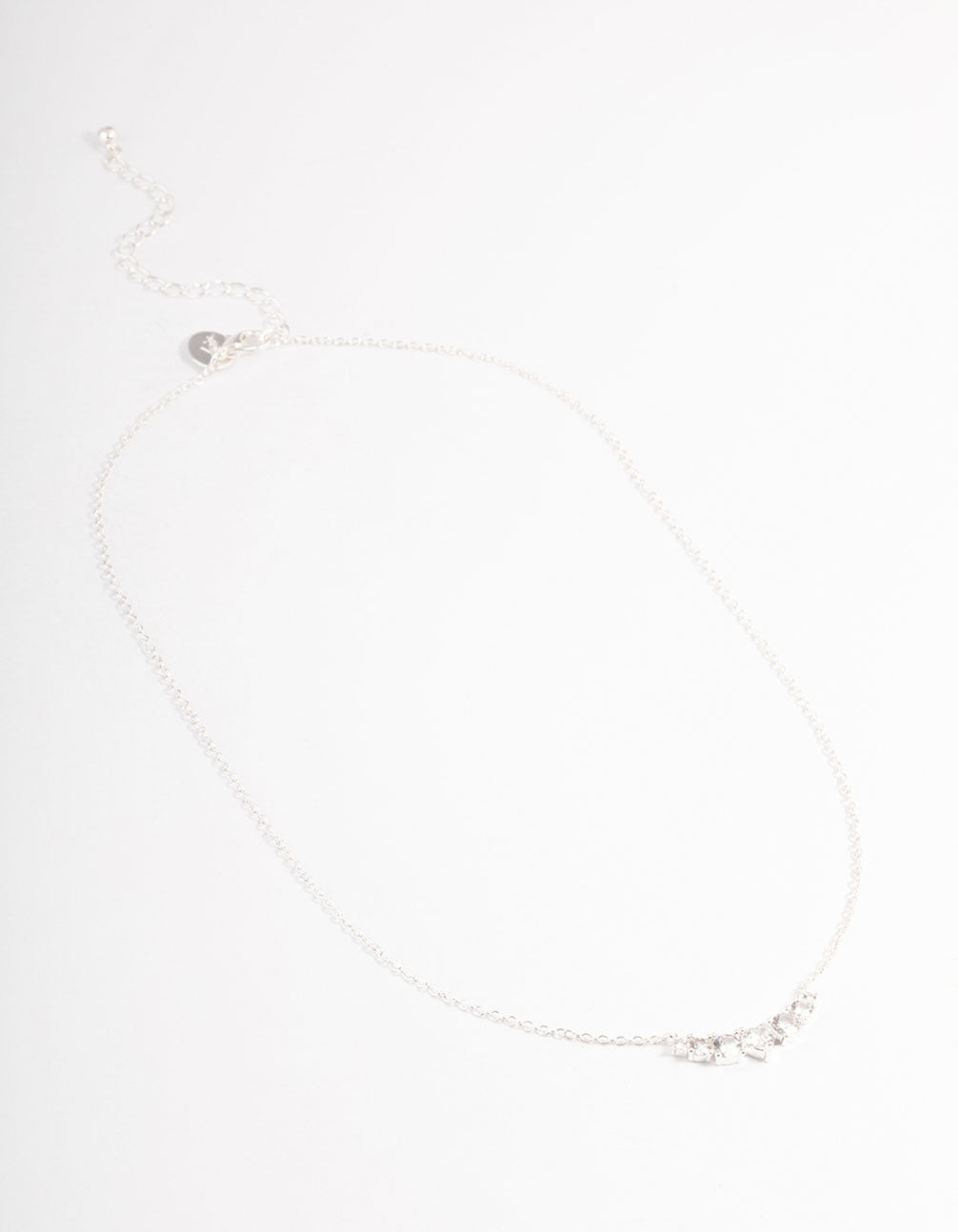 Silver Diamante Curve Bar Necklace