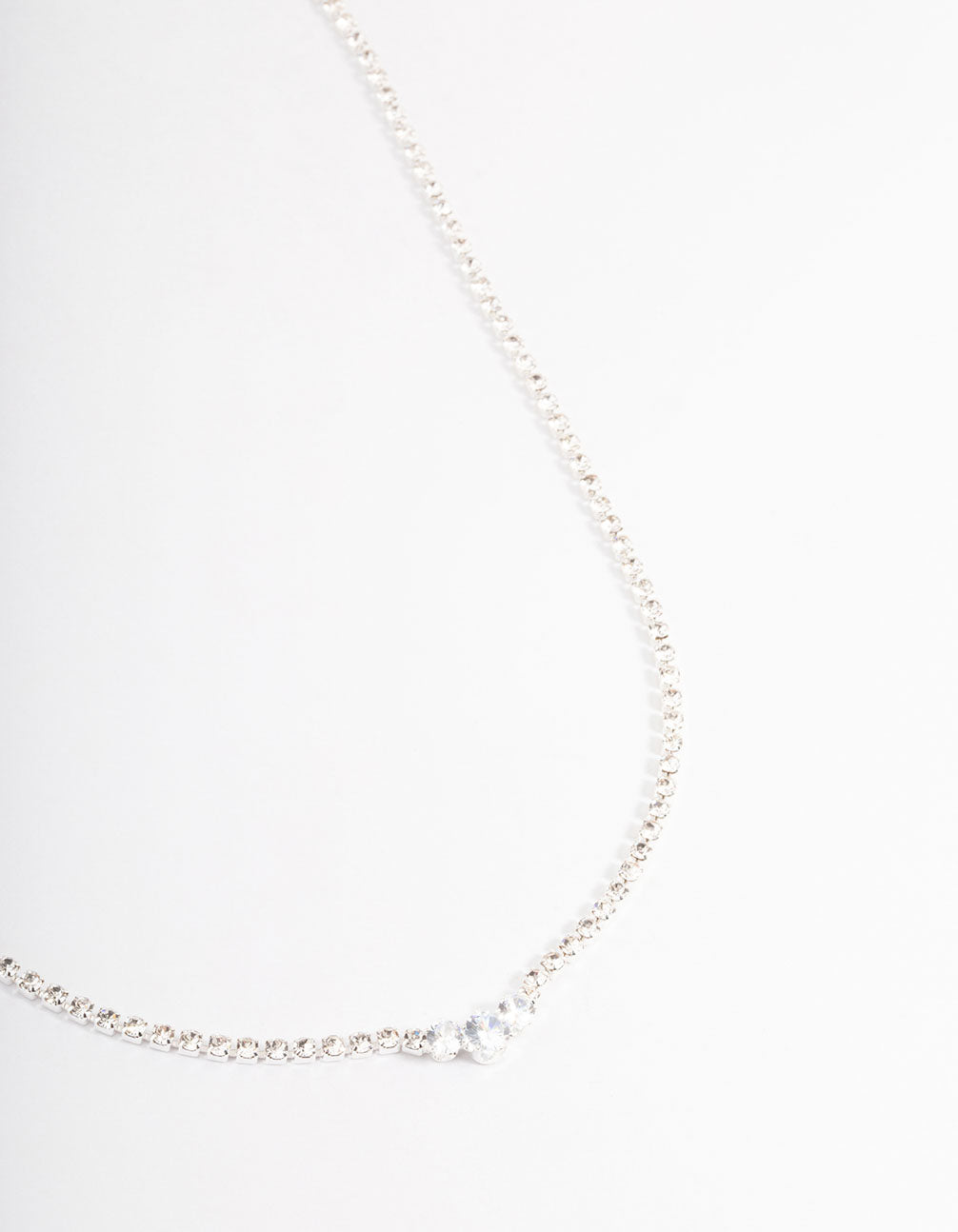 Silver Cup Chain Diamante Necklace
