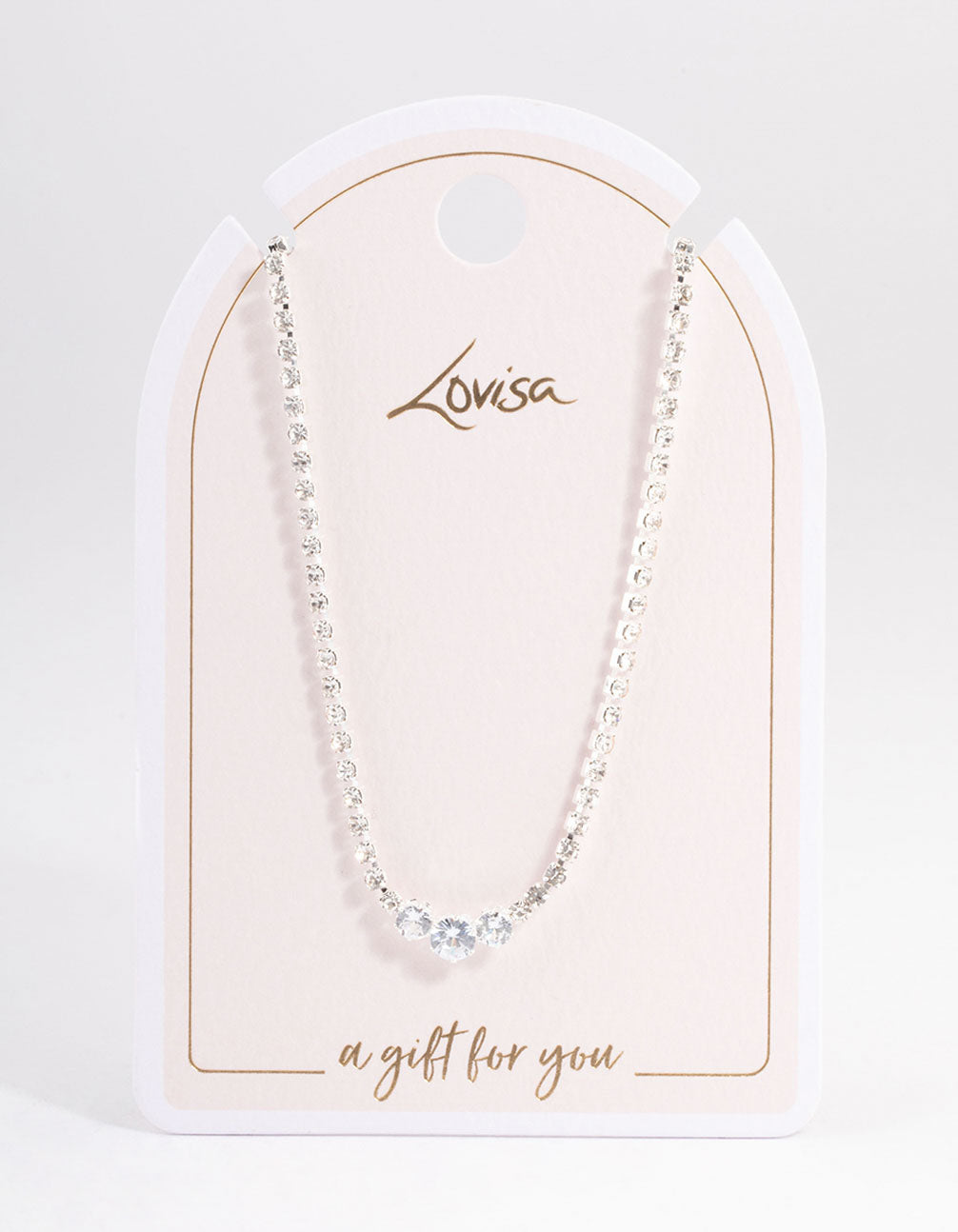 Silver Cup Chain Diamante Necklace