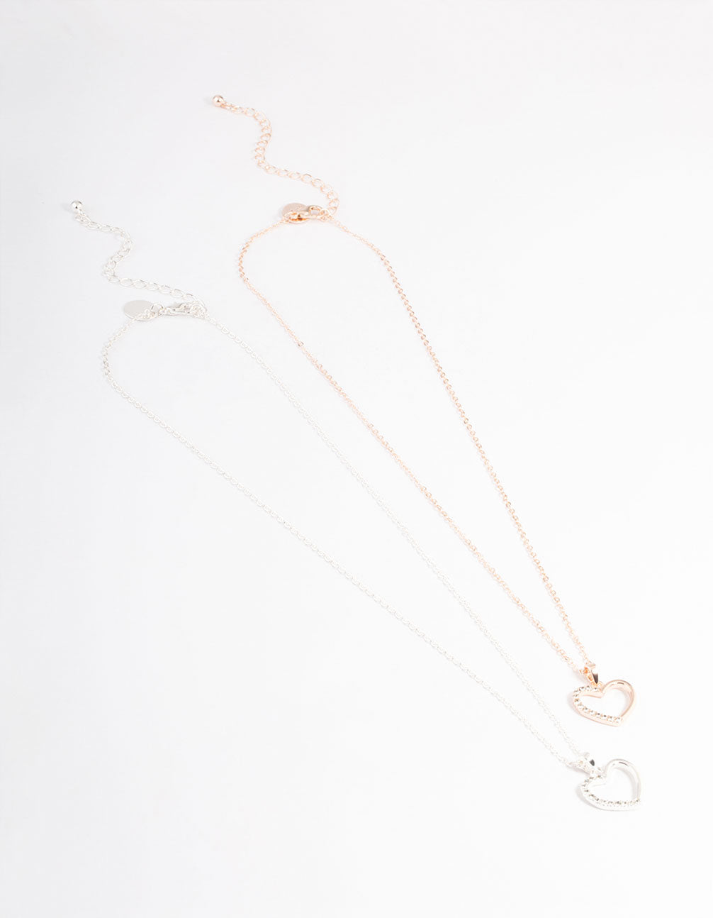 Mixed Metal Open Heart Diamante Necklace Pack