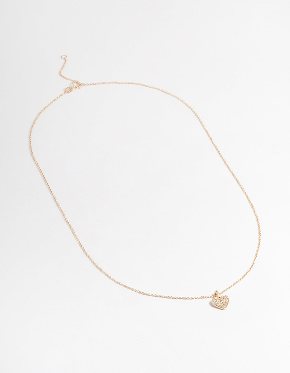 Gold Plated Sterling Silver Pave Cubic Zirconia Heart Necklace