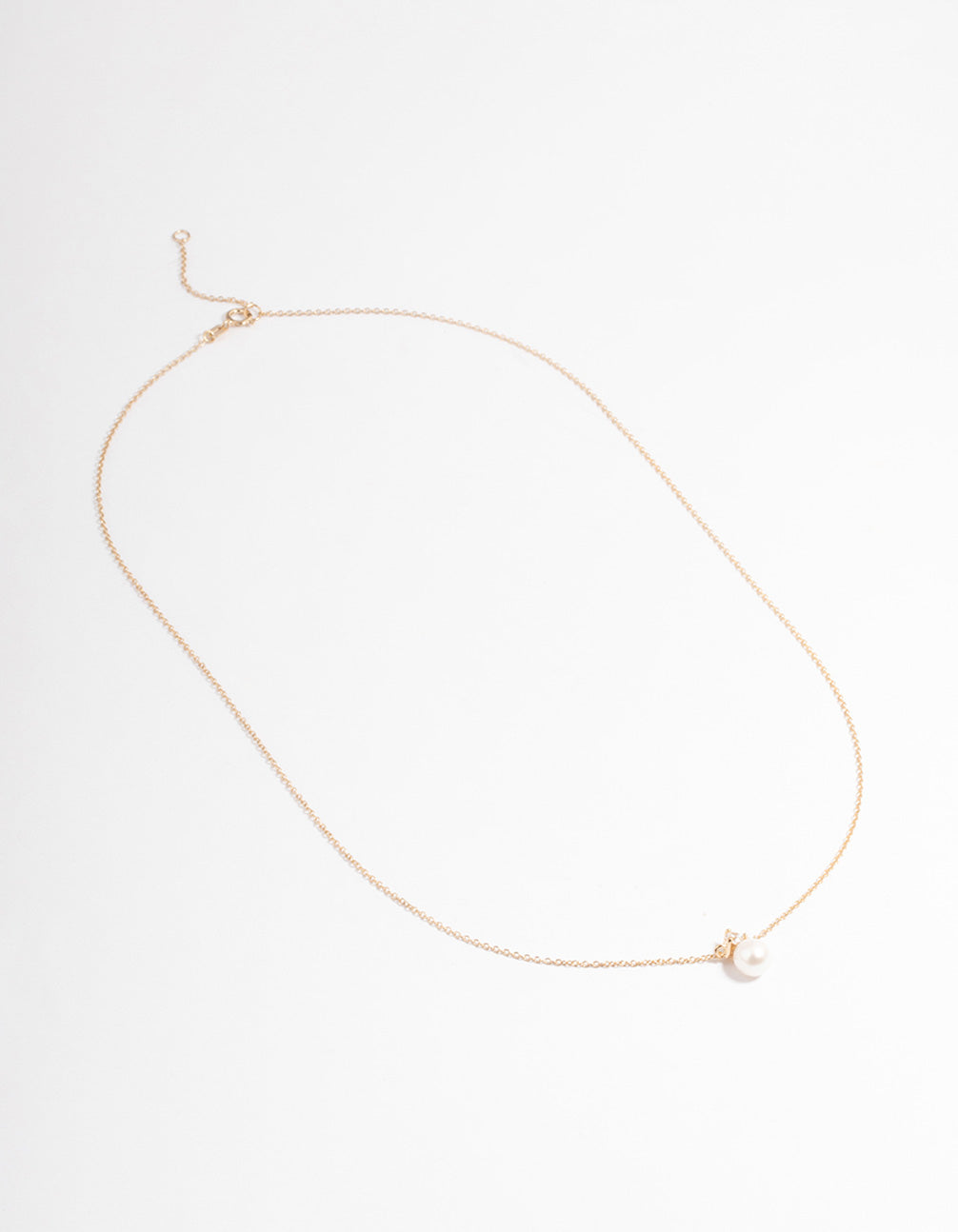 Gold Plated Sterling Silver Pearl Cubic Zirconia Necklace