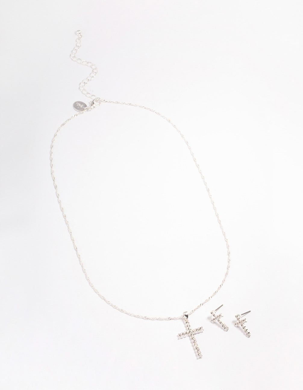 Silver Diamante Cross Jewellery Set