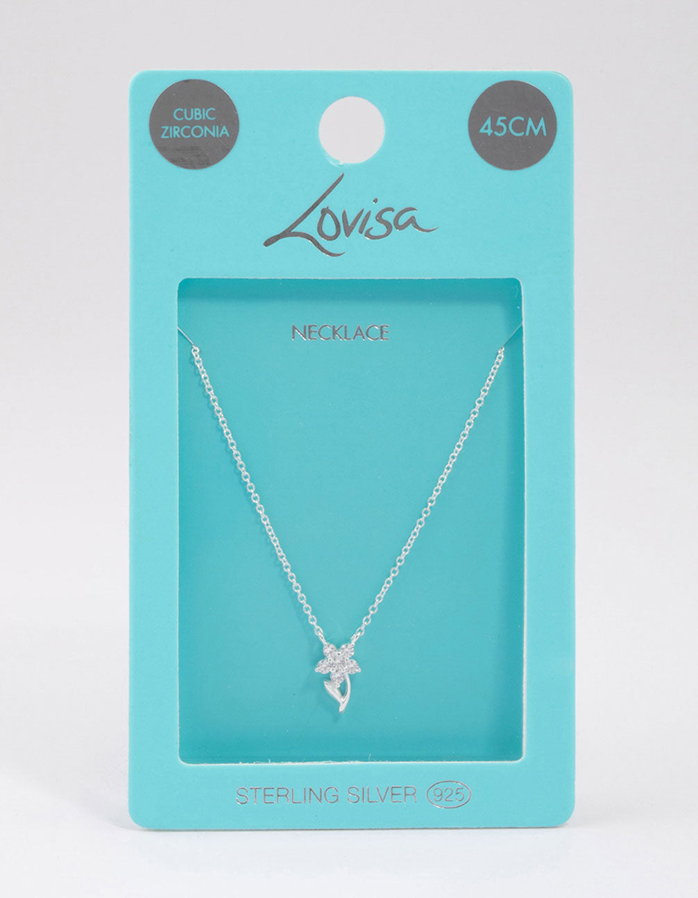 Sterling Silver Cubic Zirconia Stem Necklace