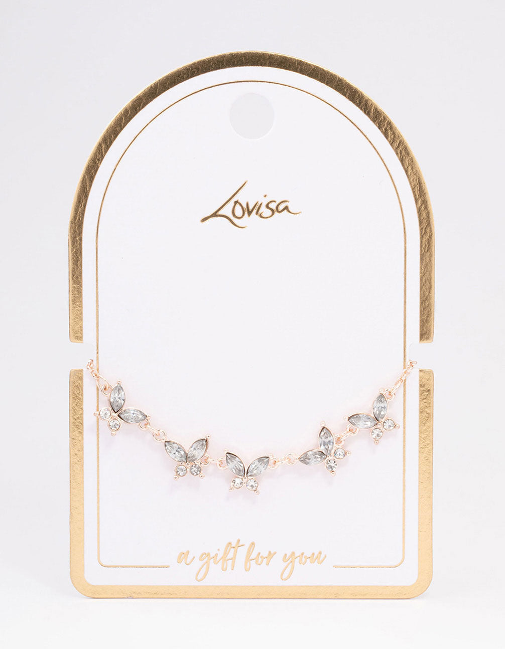 Rose Gold Diamante Butterfly Toggle Bracelet