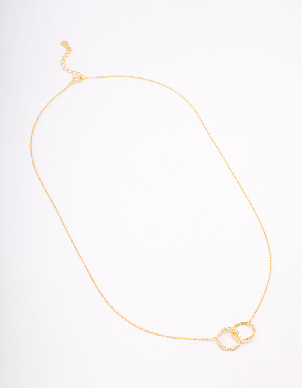 Gold Plated Sterling Silver Paved Link Hoop Necklace