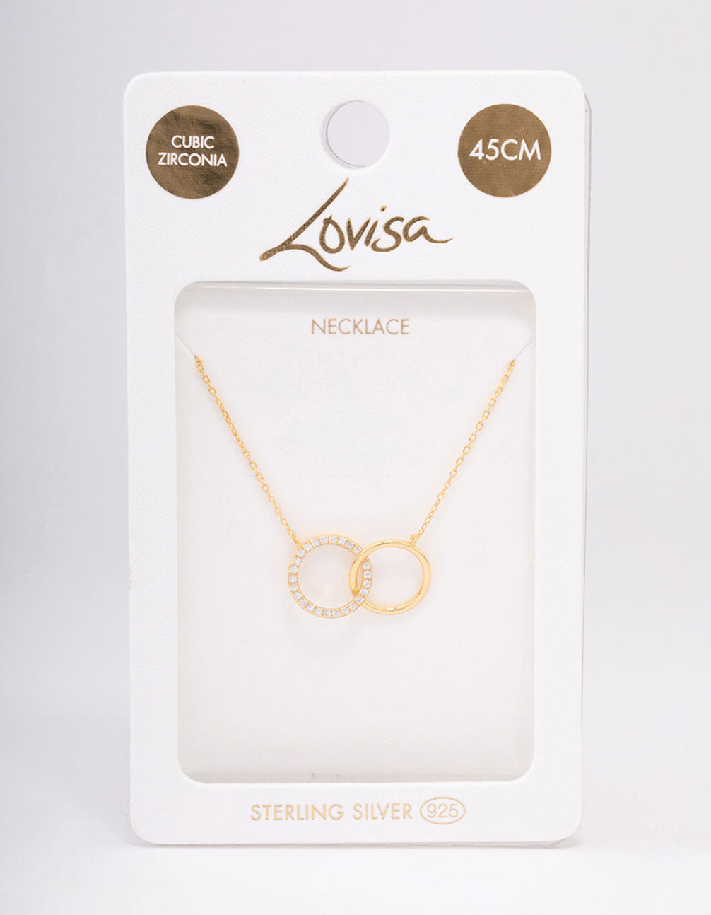 Gold Plated Sterling Silver Paved Link Hoop Necklace