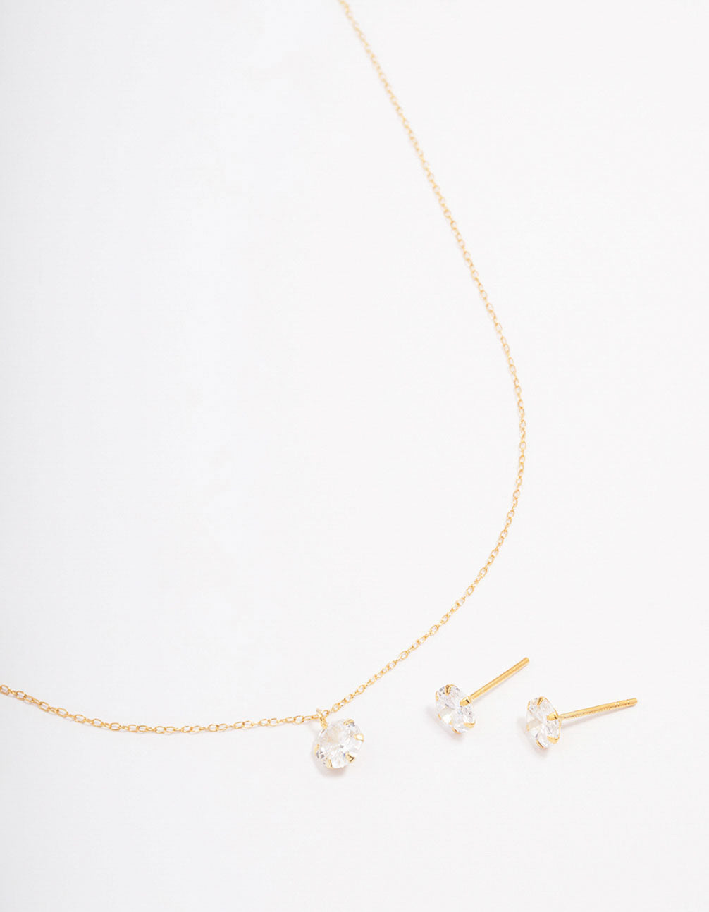 Gold Plated Sterling Silver Cubic Zirconia Solitaire Jewellery Set