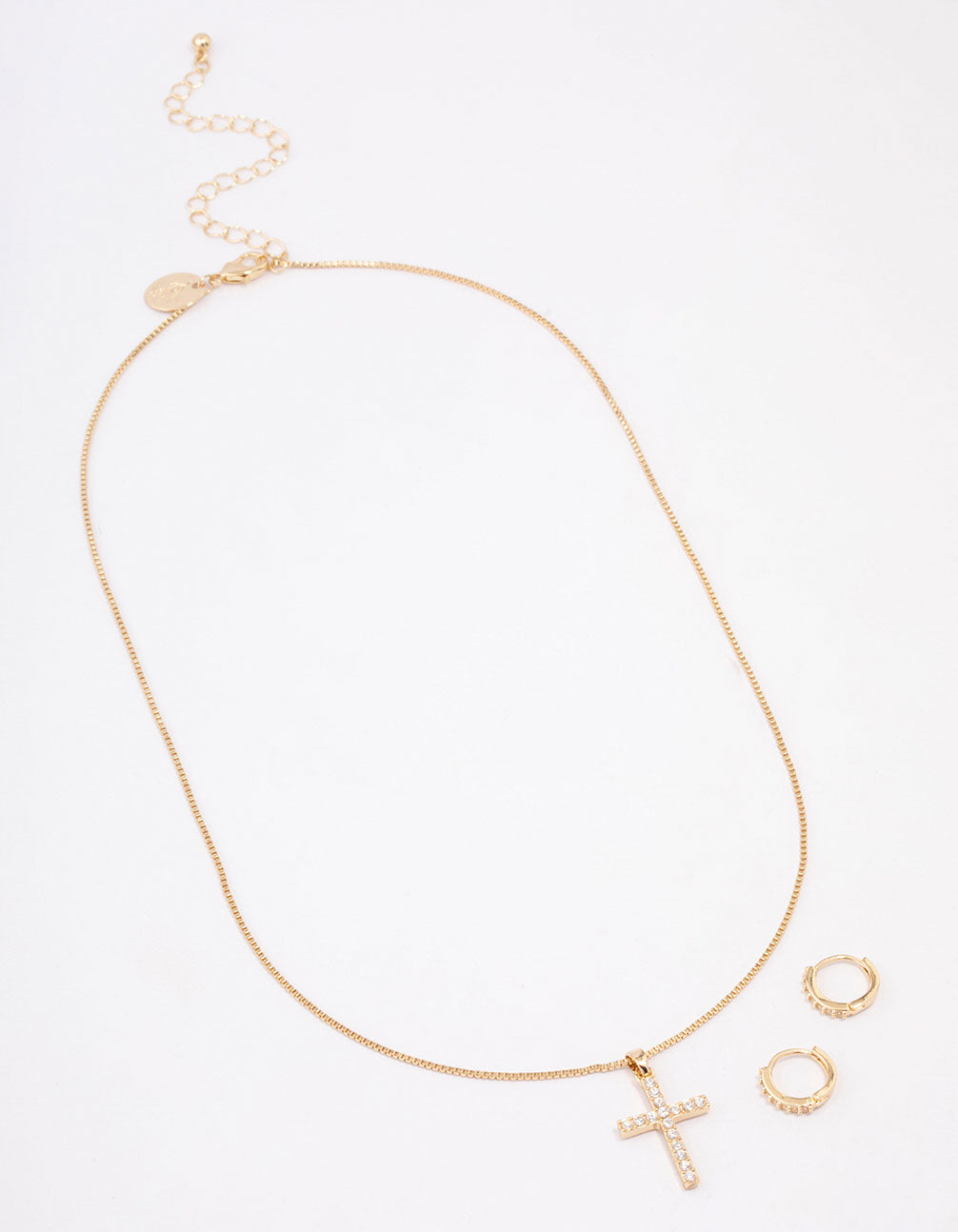 Gold Plated Diamante Cross Jewellery Set