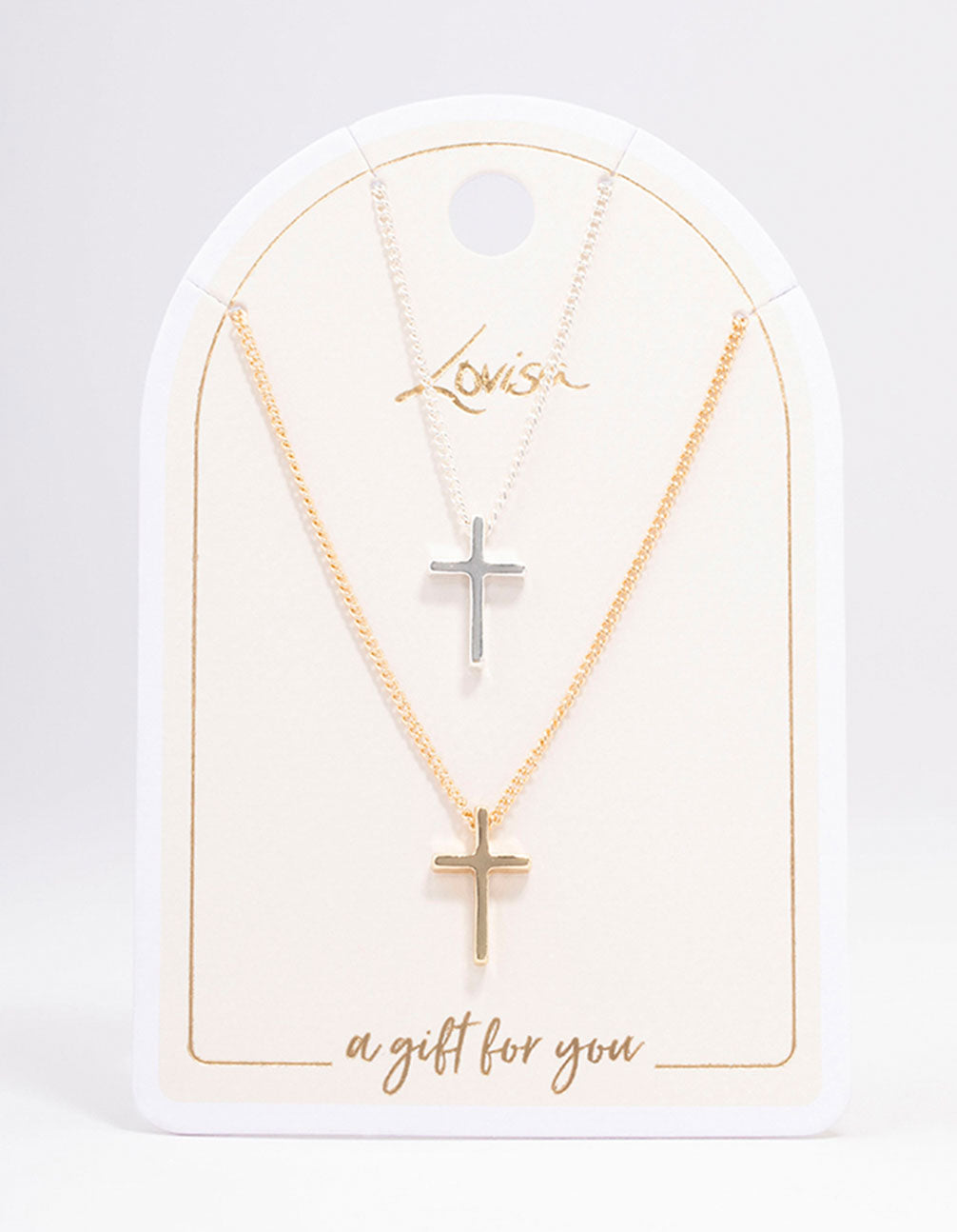 Mixed Metal Plain Cross Necklace Pack