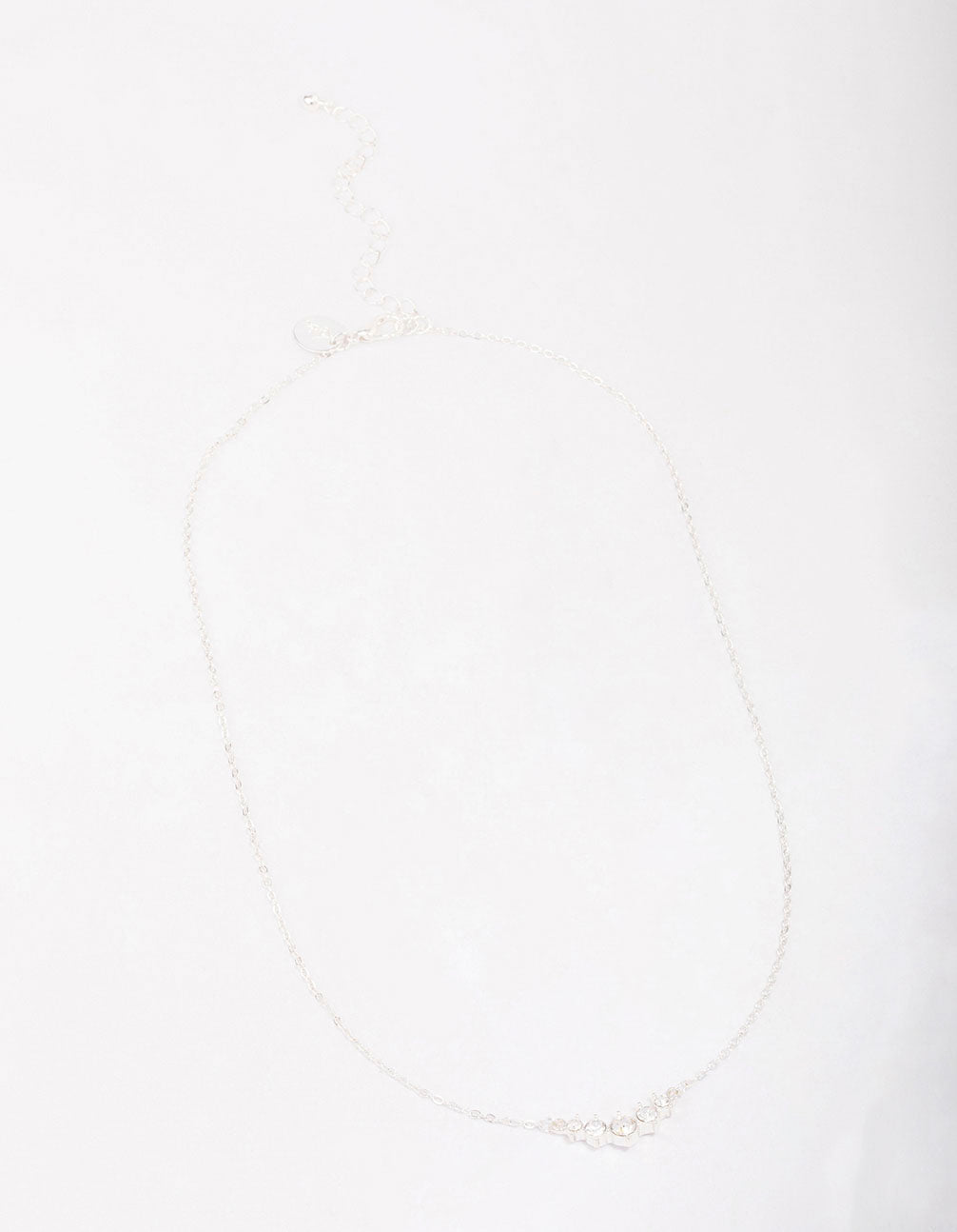 Silver Graduating Diamante Chain Necklace