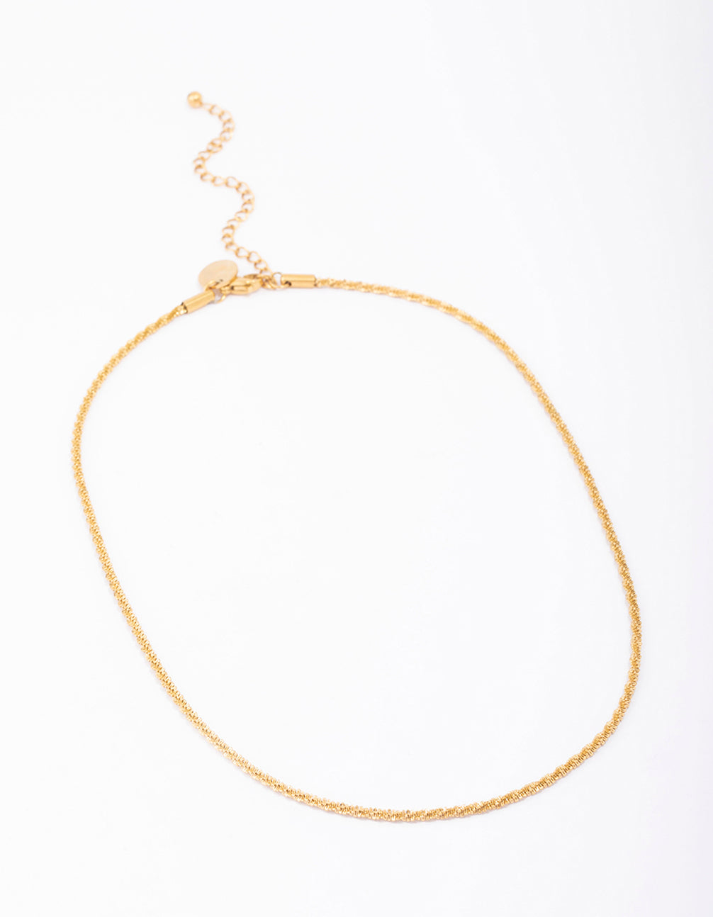 Waterproof Gold Plated Stainless Steel Diamond Cut Twisted Necklace
