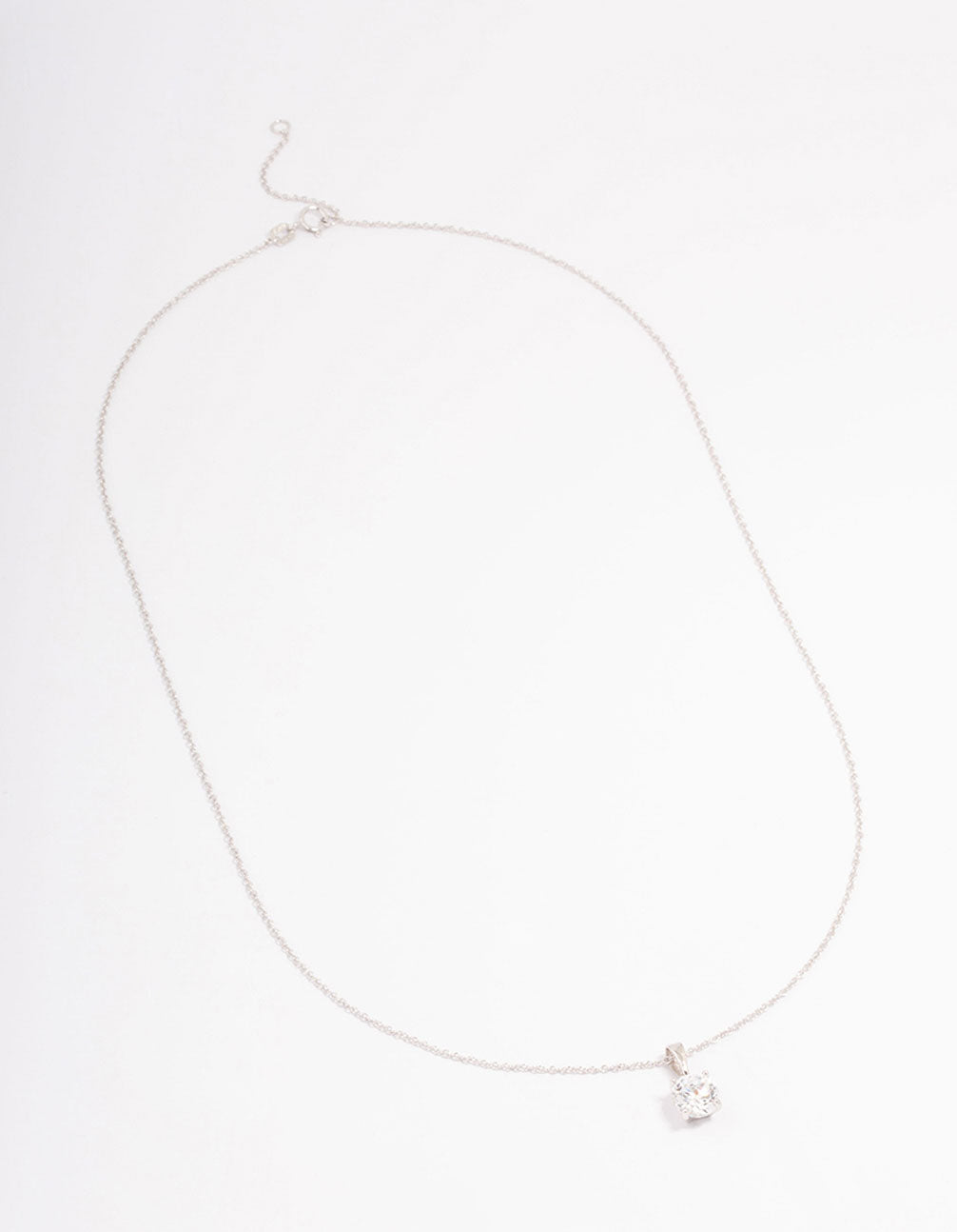 Sterling Silver Solitaire Cubic Zirconia Pendant Necklace