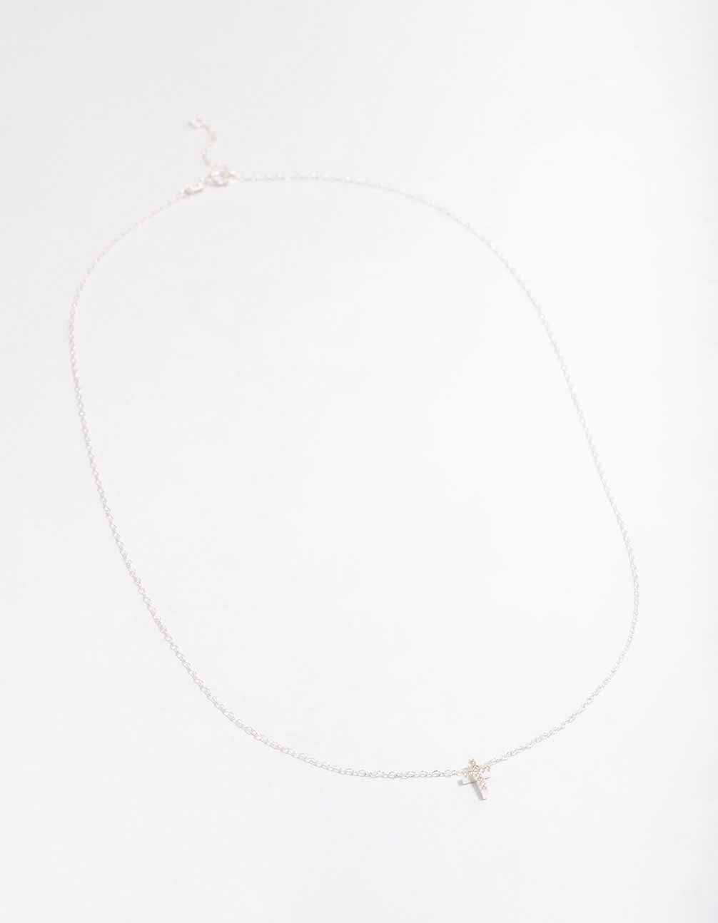 Sterling Silver Cubic Zirconia Cross Pendant Necklace