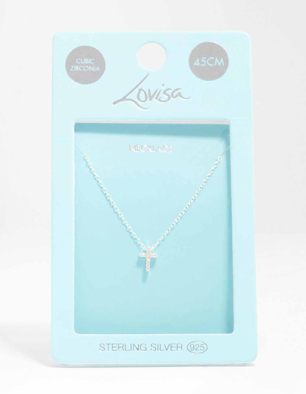 Sterling Silver Cubic Zirconia Cross Pendant Necklace