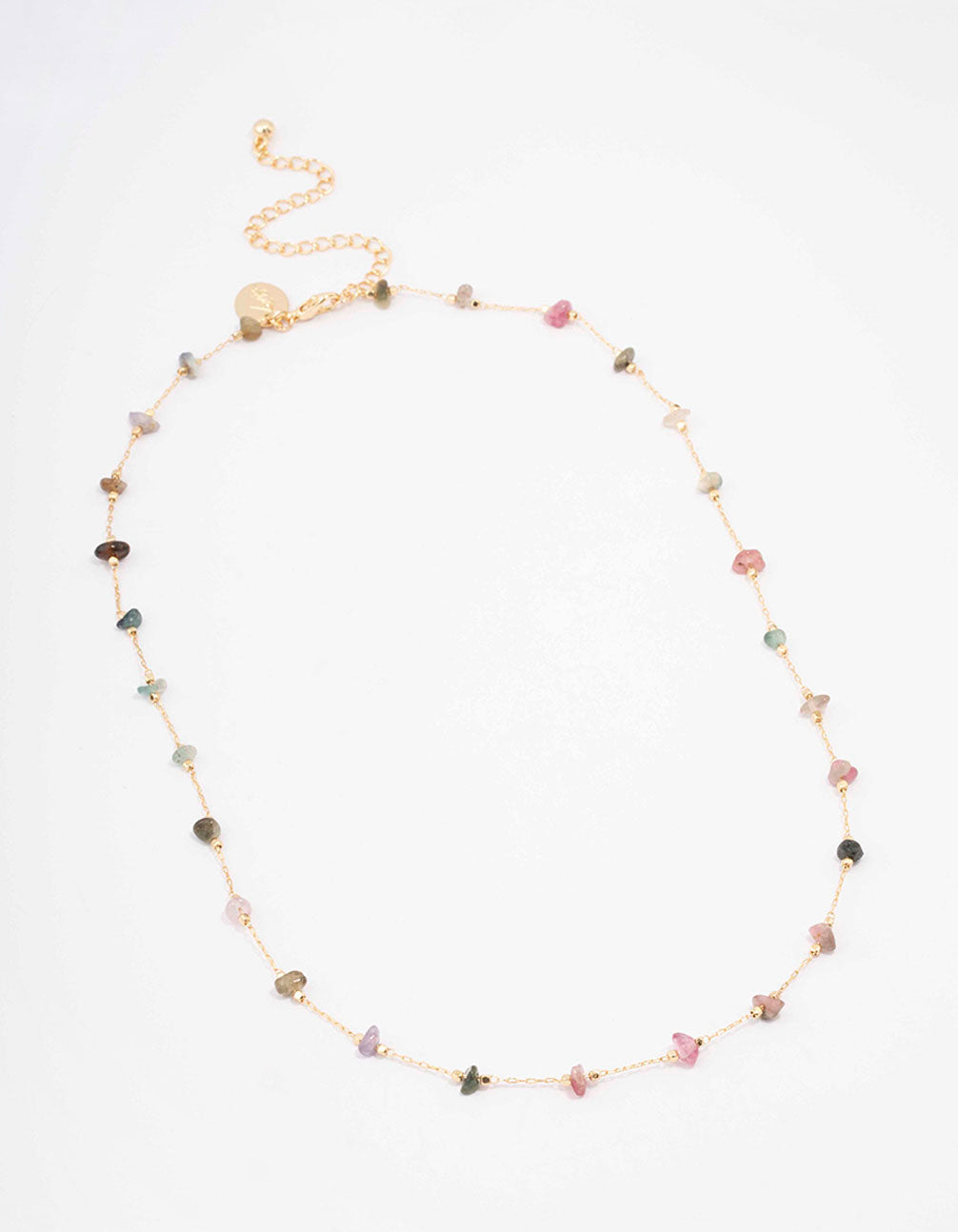 Gold Plated Semi Precious Station Necklace