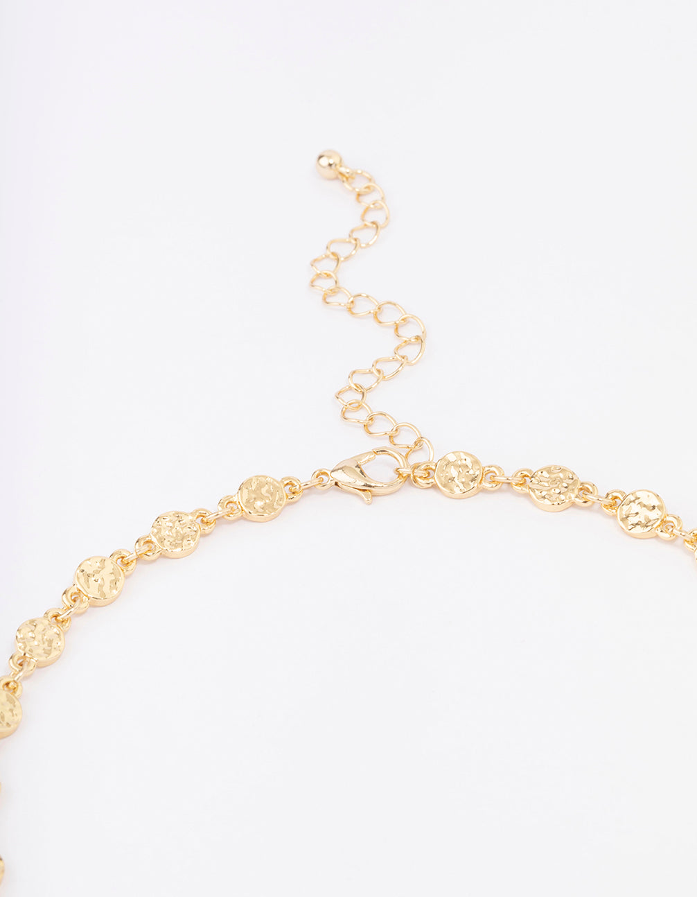 Gold Plated Hammered Disc Chain Necklace