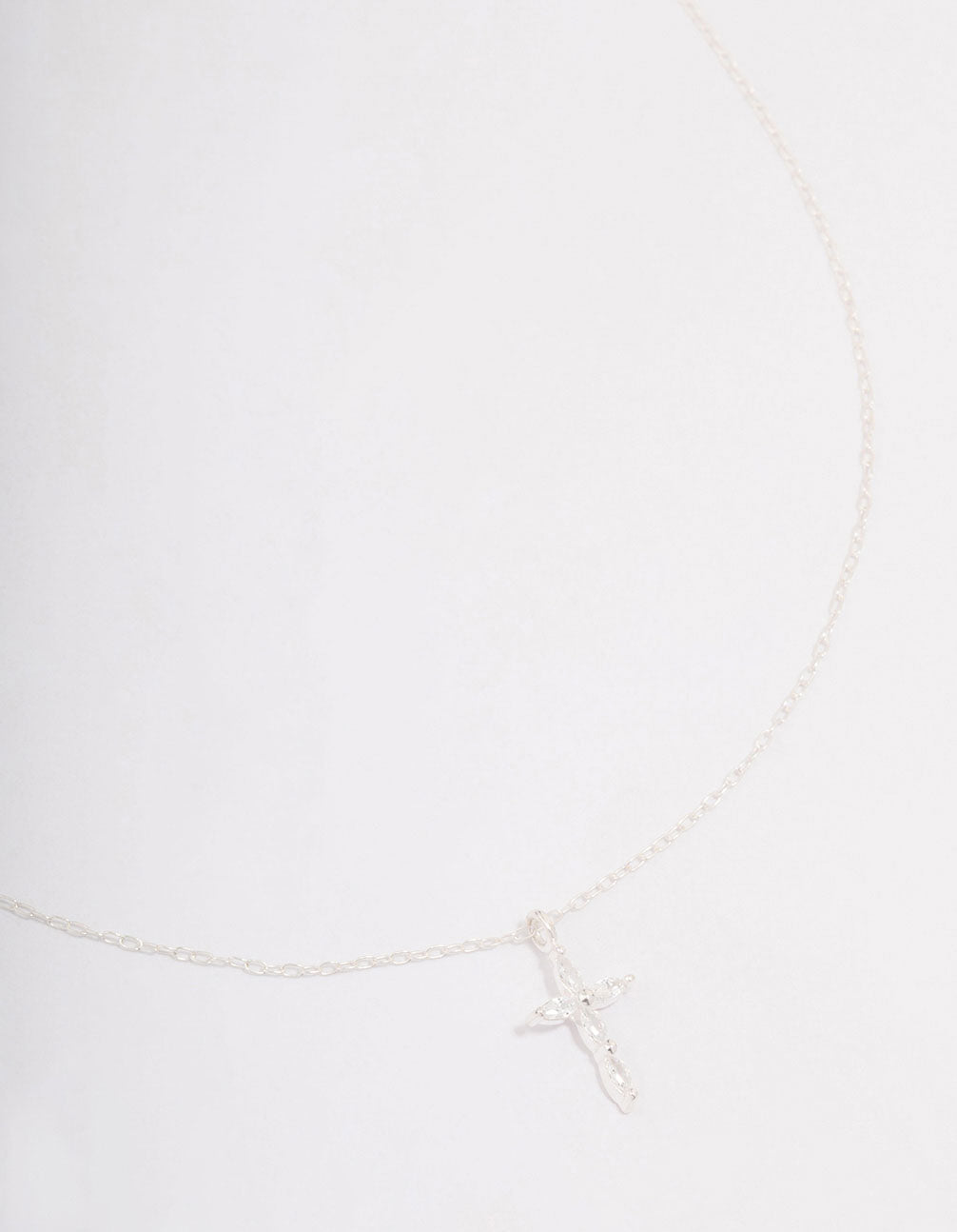 Sterling Silver Cubic Zirconia Marquise Cross Necklace