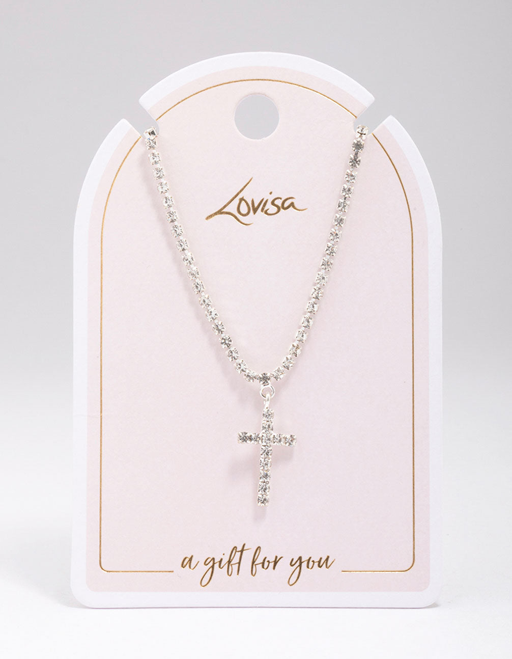 Silver Cup Chain Cross Pendant Necklace